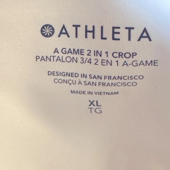 ATHLETA - NWOT -A Game 2 In 1 Crop In White. Size XL - Picture 13 of 15